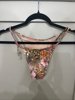 White Fox Boutique Floral Tropical Leopard Print Bikini Bottom